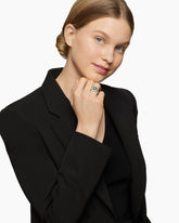 Chatelaine® Pavé Bezel Ring in Sterling Silver with Hampton Blue Topaz and Diamonds, 9mm